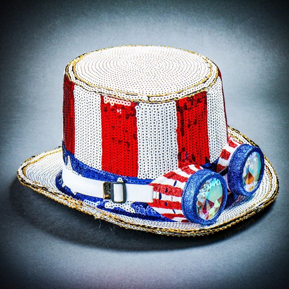 Uncle Sam USA July 4th Costume Top Hat Goggles - Picture 3 of 7